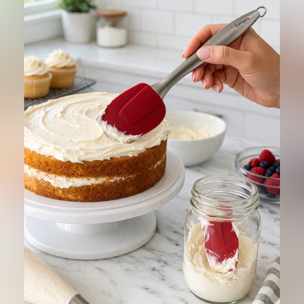 Cuisipro Red Silicone Jar Scraper Spatula Stainless Handle(F126)